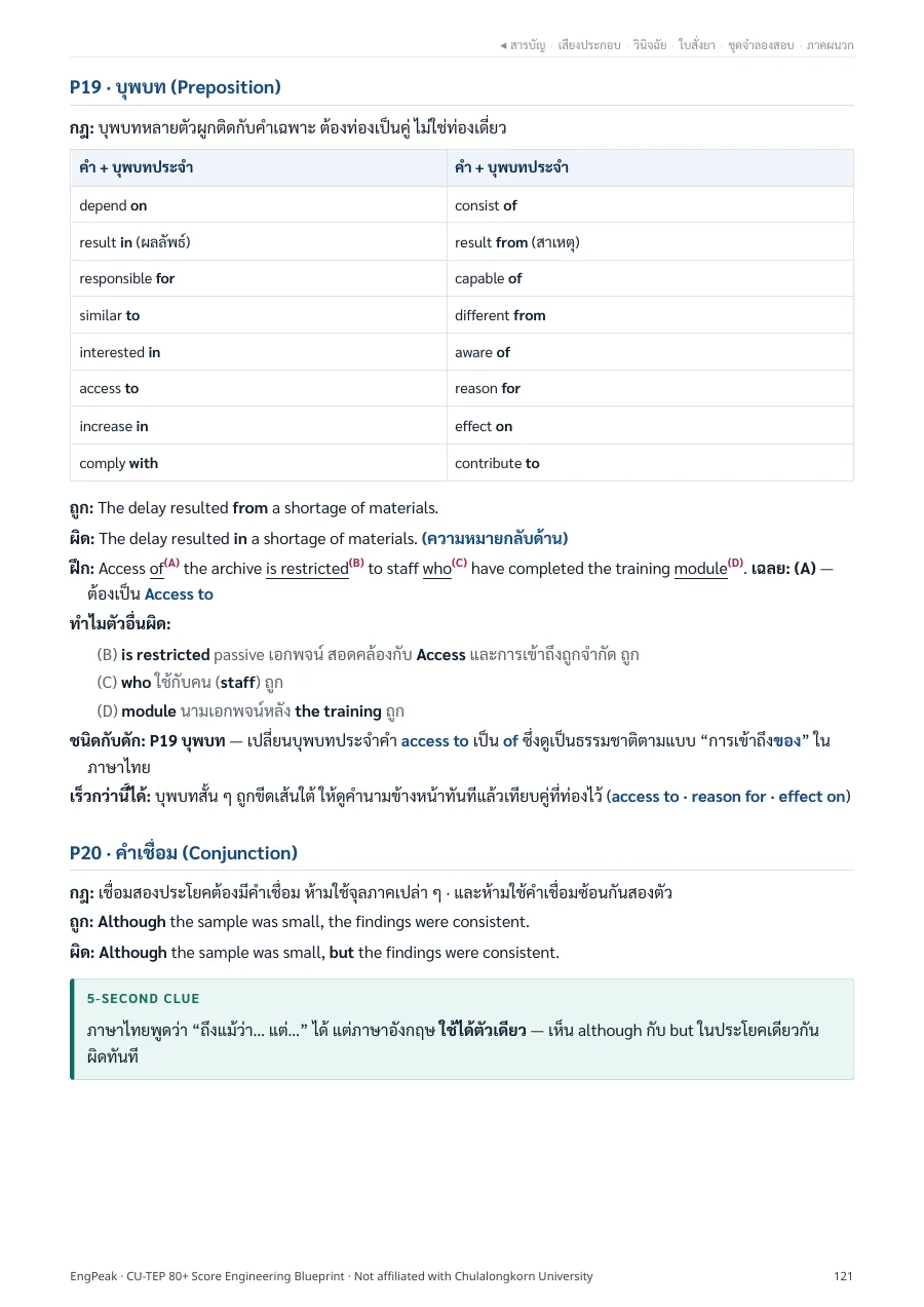 หน้าอธิบายรูปแบบไวยากรณ์พร้อมสัญญาณ 5 วินาที